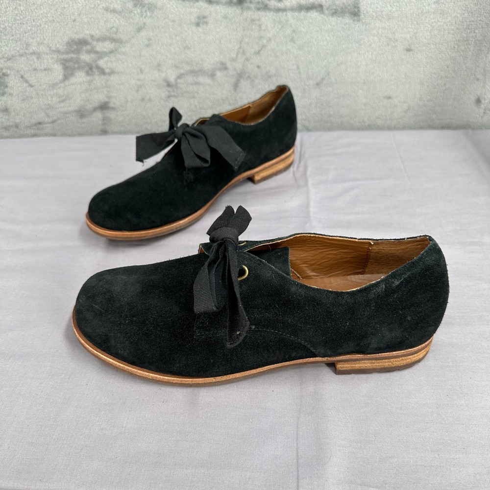 Kork-Ease Beryl Bow Oxford Women Black Suede Lug Sole Comfort Classic Boho Fairy